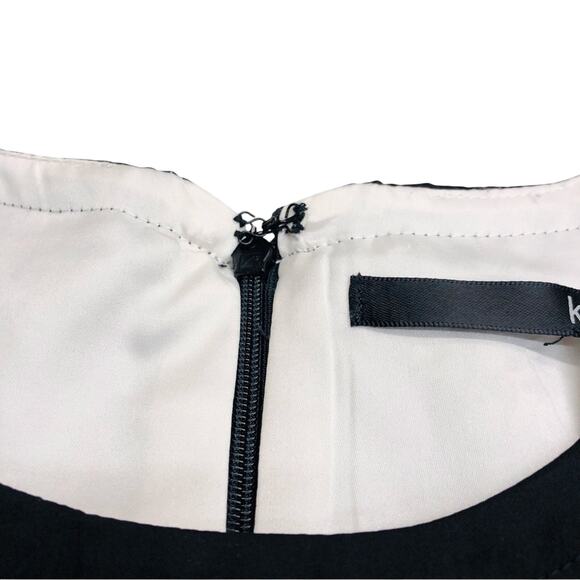 Kensie Black White graphic Print Sleeveless Fit & fFare Dress Black Accent Trim - Picture 7 of 16